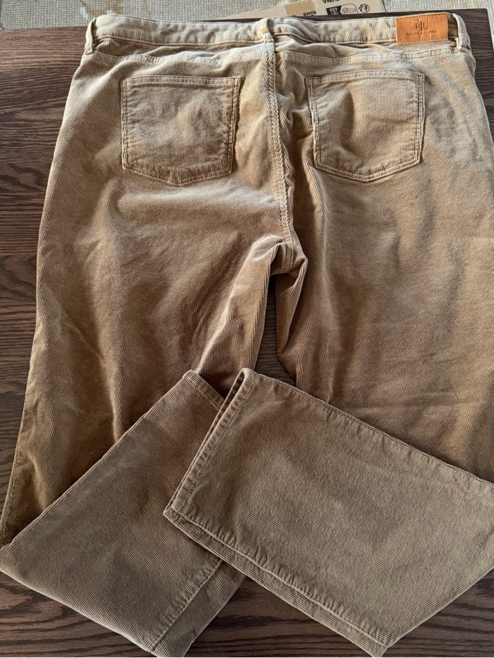 New Women's Ralph Lauren Stretch Mid-rise Corduroy Pants in Honey Brown - Picture 4 of 5